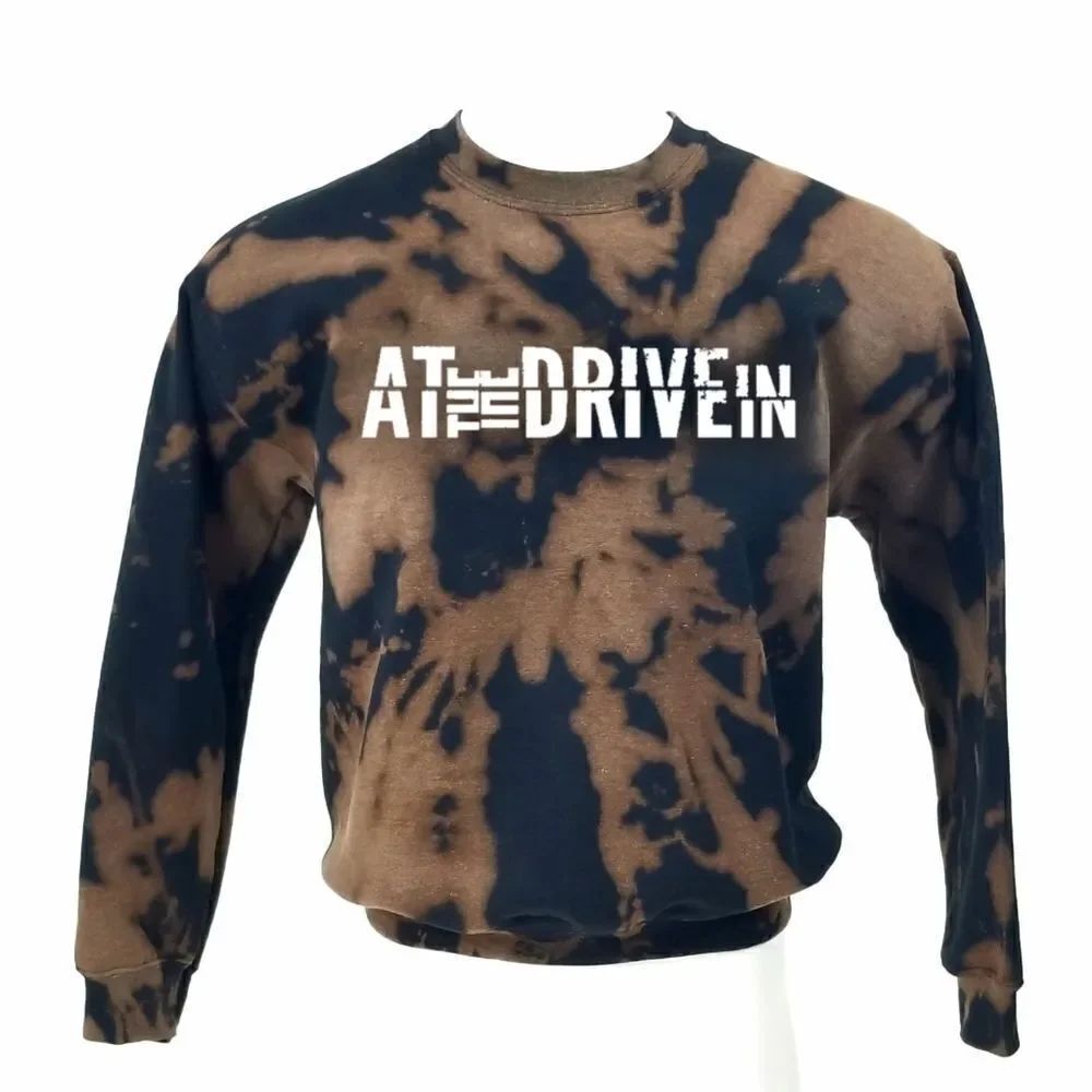 AT THE DRIVE IN Rock Band Punk Rap Y2K Acid Washed Pullover Crewneck Sweatshirt